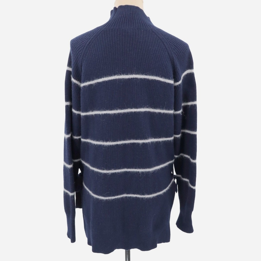 Rebecca Taylor Nautical Stripe Mock Neck Tie Side Wool Alpaca Sweater Medium - Picture 3 of 10